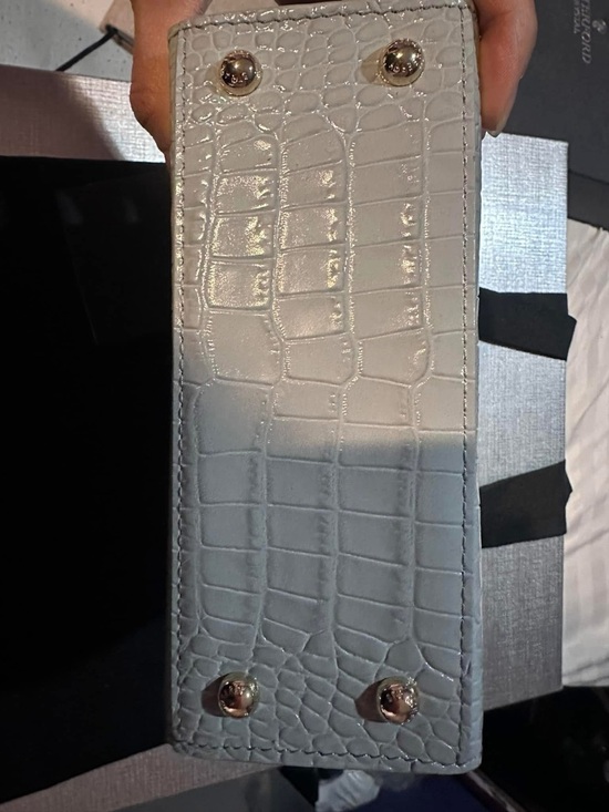 Strathberry Duck Egg Blue Croc Embossed Top Handle Nano Tote NWT - Picture 13 of 14